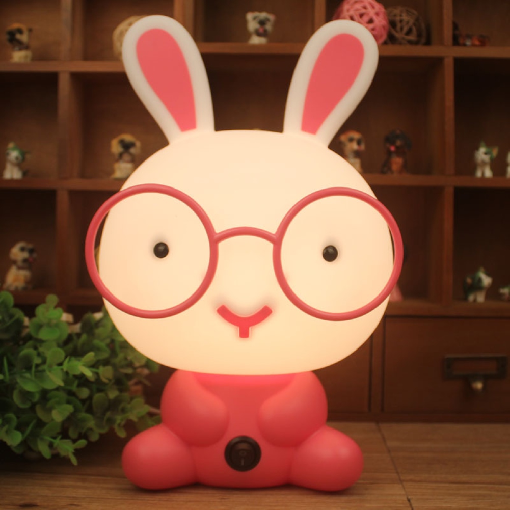 Rabbit Wearing Glasses Plug-in Bedroom Table Lamp Night ...