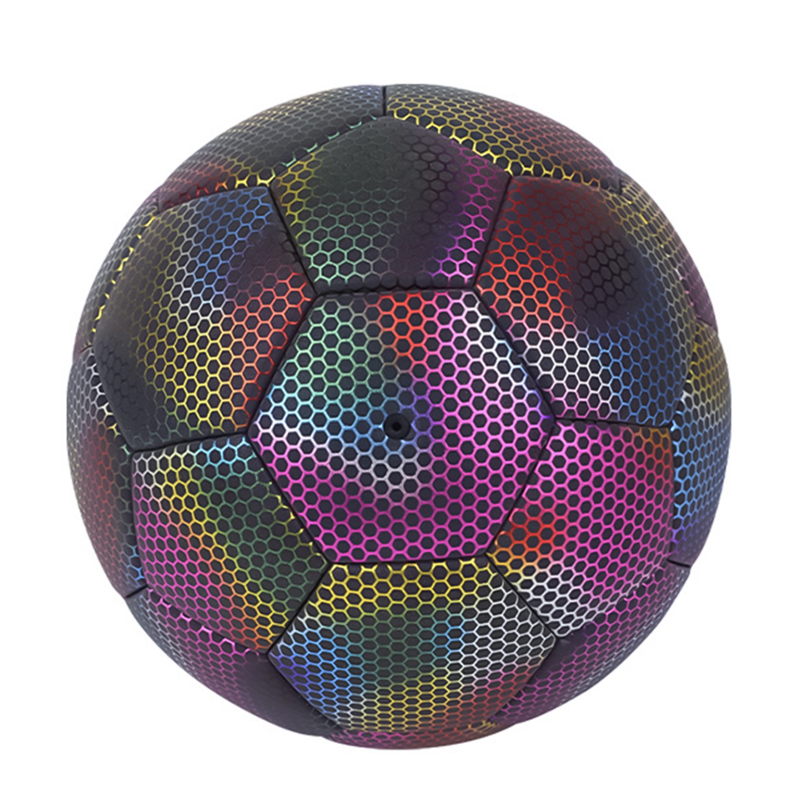 Auniq Reflective Football Soft Sponge Holographic Glowing Training Football Reflective Soccer Ball Size 5 Personalised Luminous Football with Mesh Bag and Gas Needle for Day and Night Training